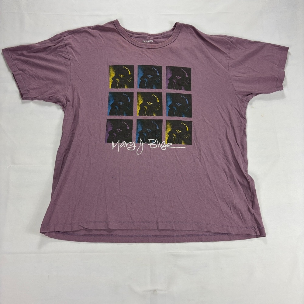Old Navy Mary J Blige Graphic T Shirt Purple Mens Large Short Sleeve Tee